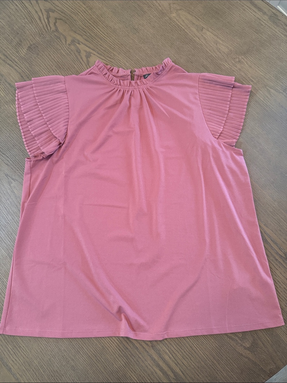 Adrianna Papell Dusty Rose Ruffled Neck Blouse